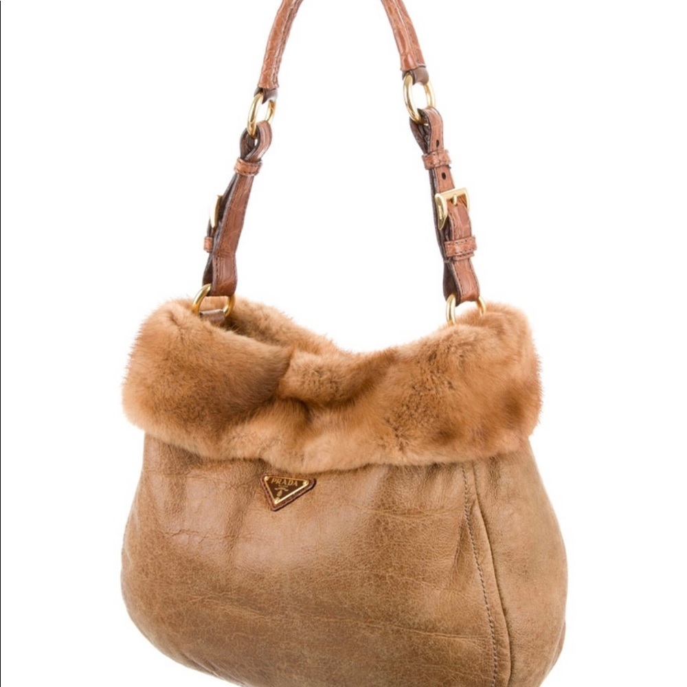 Prada leather Mink hobo bag